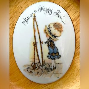 Vintage Holly Hobbie oval porcelain plaque